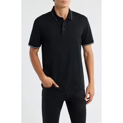 Hugo Boss Boss Parlay Tipped Cotton Polo In Black