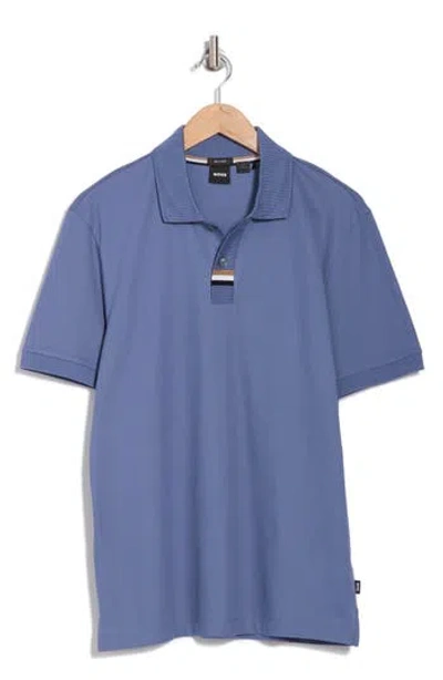 Hugo Boss Boss Parlay Tipped Cotton Polo In Blue