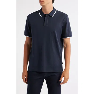 Hugo Boss Boss Parlay Tipped Cotton Polo In Blue