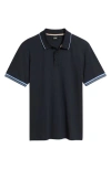 Hugo Boss Boss Parlay Tipped Cotton Polo In Blue
