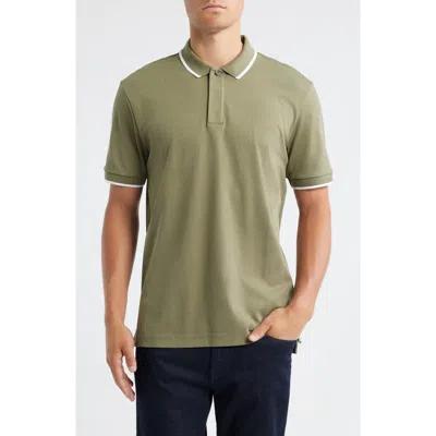 Hugo Boss Boss Parlay Tipped Cotton Polo In Green