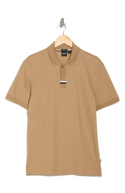 Hugo Boss Boss Parlay Tipped Cotton Polo In Medium Beige