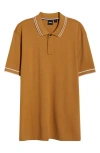 Hugo Boss Boss Parlay Tipped Cotton Polo In Neutral