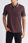 Hugo Boss Boss Parlay Tipped Cotton Polo In Open Red