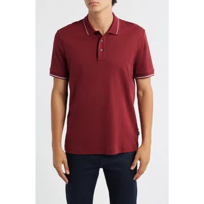 Hugo Boss Boss Parlay Tipped Cotton Polo In Red