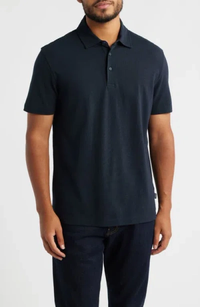 Hugo Boss Boss Parris 37 Cotton & Silk Polo In Blue