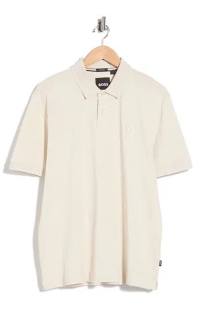 Hugo Boss Boss Parris Cotton Knit Polo In Open White
