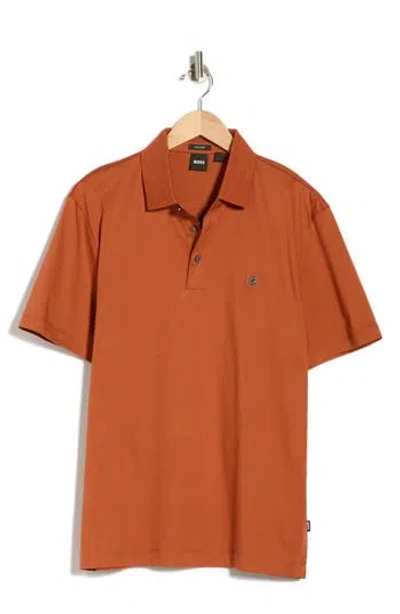 Hugo Boss Boss Parris Cotton Polo In Brown