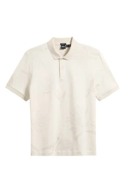 Hugo Boss Boss Parris Floral Jacquard Polo In Open White