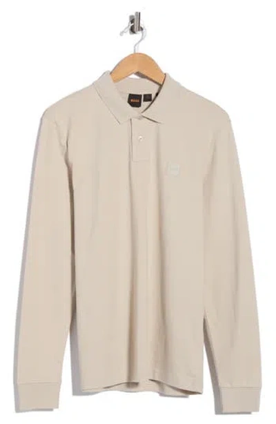 Hugo Boss Boss Passerby Stretch Cotton Polo In Light Beige