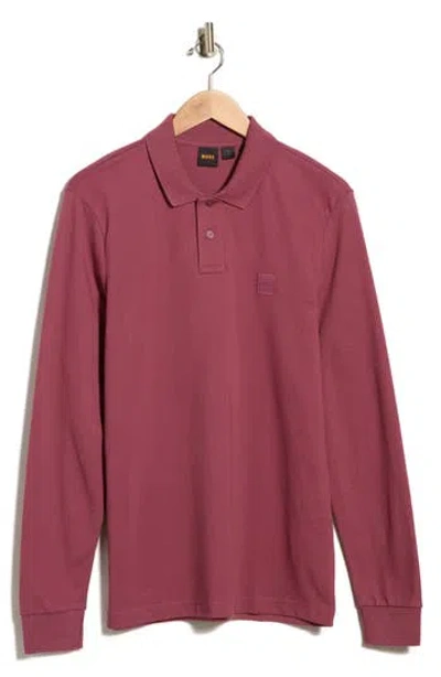 Hugo Boss Boss Passerby Stretch Cotton Polo In Medium Red