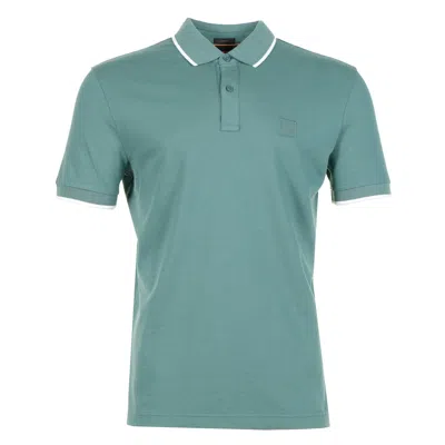 Hugo Boss Boss Passertip Short Sleeve Polo Shirt 369 Open Green In Blue