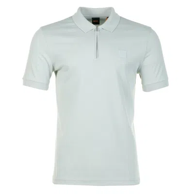 Hugo Boss Boss Passerzip Short Sleeve Polo 043 Silver In Blue