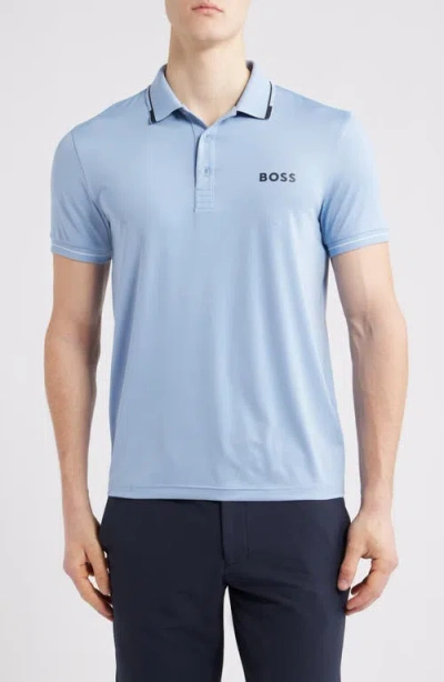 Hugo Boss Boss Paul Pro Performance Polo In Open Blue