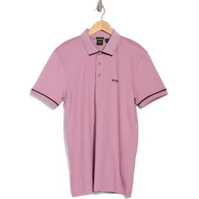 Hugo Boss Boss Paule Cotton Polo In Purple