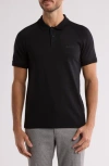 Hugo Boss Paddy Polo Shirt With Drop-needle Stitching In Black