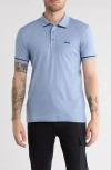 Hugo Boss Boss Paule Tipped Knit Polo In Blue