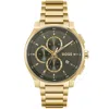 Hugo Boss Gold Stainless Steel Dress Watch In Gold