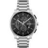 Hugo Boss Stainless-steel Chronograph Watch With Transparent Dial Men's Watches In Silver/black