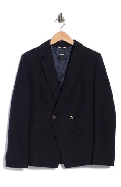 Hugo Boss Boss Peak Lapel Double Breasted Blazer In Black