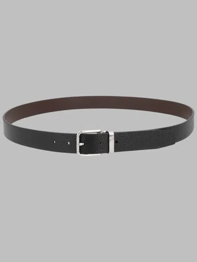 Hugo Boss Boss Pebbled Leather Belt In Black