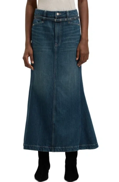 Hugo Boss Boss Peplum Denim Maxi Skirt In Blue