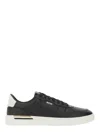 Hugo Boss Leather Trainers With Signature-stripe Details In Black