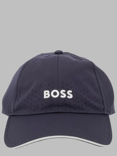 Hugo Boss Boss Perforated Logo Baseball Cap In Blue