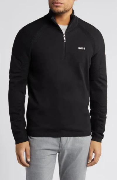 Hugo Boss Boss Perform-x Quarter Zip Pullover In Black