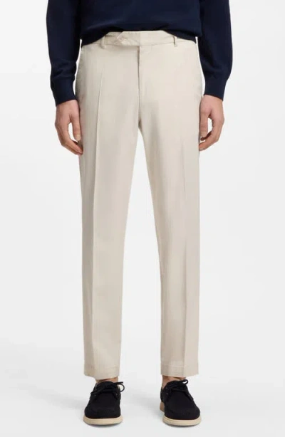 Hugo Boss Boss Perin Flat Front Trousers In Neutral
