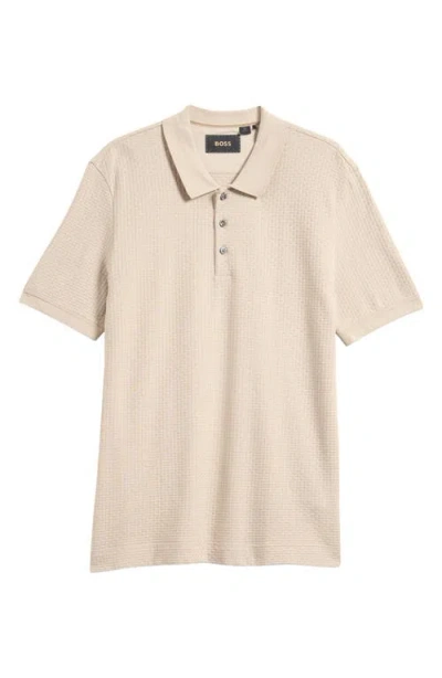 Hugo Boss Boss Perry Geo Textured Cotton Polo In Neutral
