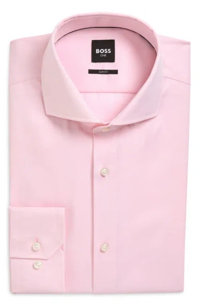 Hugo Boss Boss P-hank Slim Fit Stretch Cotton Dress Shirt In Pink