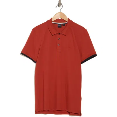 Hugo Boss Boss Phillipson Cotton Polo In Dark Red