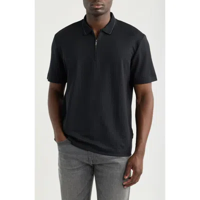 Hugo Boss Boss Piano Quarter Zip Polo In Black