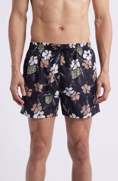 Hugo Boss Boss Piranha Floral Swim Trunks In Black