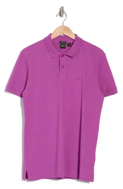 Hugo Boss Boss Piro Solid Polo In Bright Purple