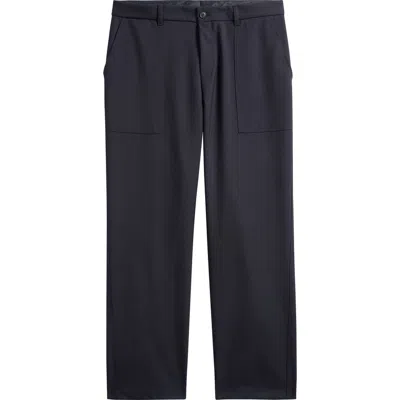 Hugo Boss Boss Pitt Patch Virgin Wool Straight Leg Pants In Blue