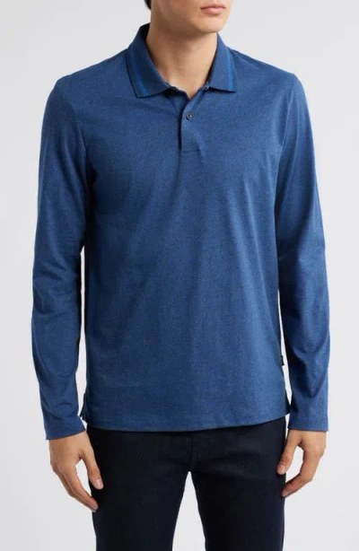 Hugo Boss Pittman Regular Fit Long Sleeve Polo In Dark Blue