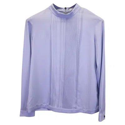 Hugo Boss Boss Pleated Mock-neck Top In Blue Polyester In Purple