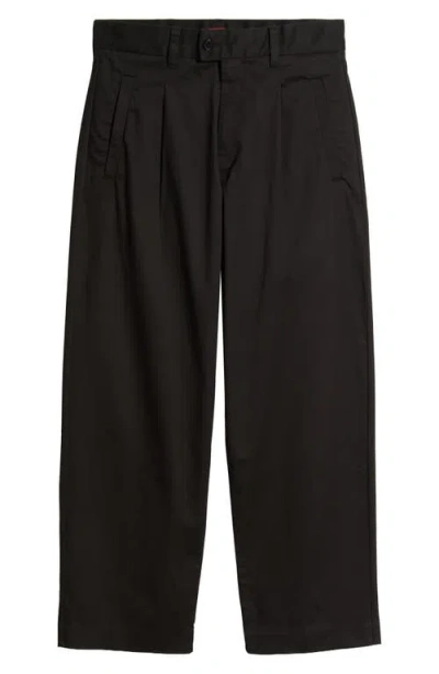 Hugo Boss Boss Pleated Wide Leg Trousers In Black