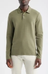 Hugo Boss Long-sleeve Polo Shirt With Classic Collar In Green