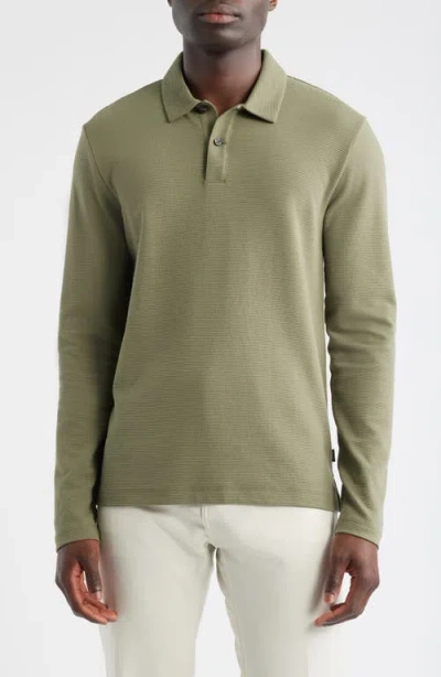 Hugo Boss Boss Pleins Long Sleeve Polo In Green