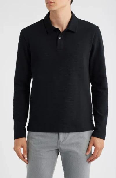 Hugo Boss Boss Pleins Long Sleeve Polo In Black