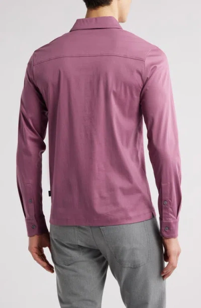 Hugo Boss Boss Pleins Long Sleeve Polo In Bright Purple