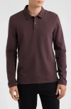 Hugo Boss Boss Pleins Long Sleeve Polo In Burgundy