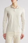 Hugo Boss Boss Pleins Long Sleeve Polo In White