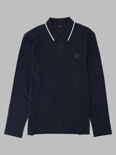Hugo Boss Boss Polo A Manica Lunga Con Logo In Blue