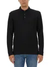 Hugo Boss Cotton Polo Shirt Long Sleeves In Black
