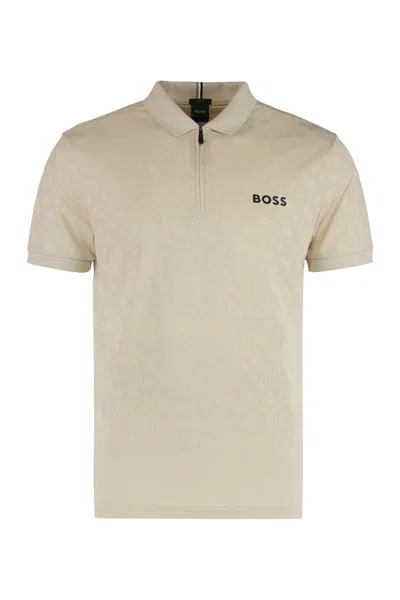 Hugo Boss Boss Polo In Technical Fabric In White