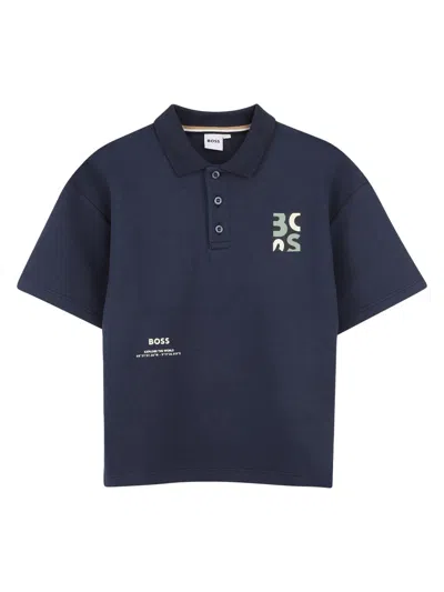 Hugo Boss Boss  Polo Maniche Corte Con Logo In Blue